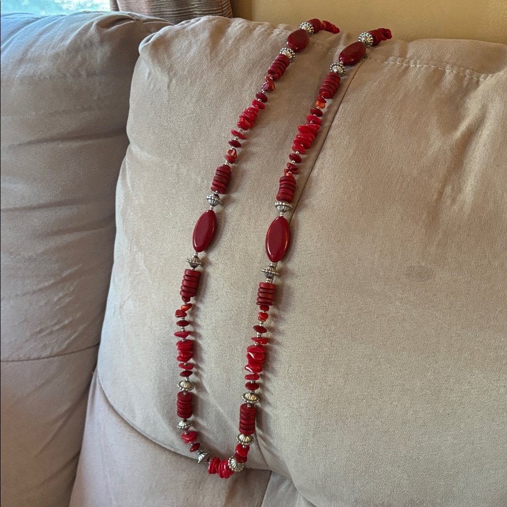 Chico's Vibrant Red Beaded Necklace
